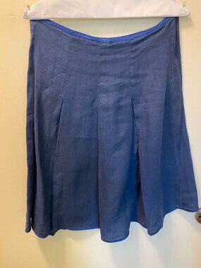 Dosa Blue Silk A-Line Skirt Bias Cut Size 2
